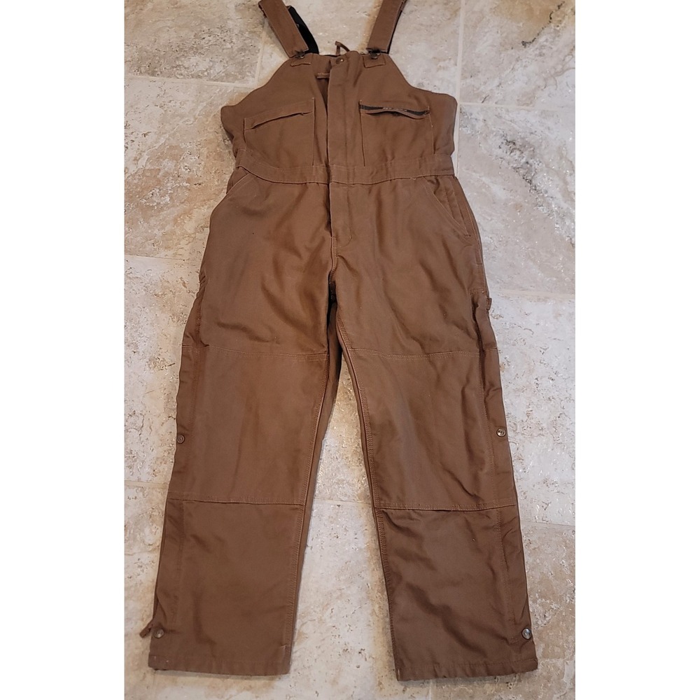 Key Outerwear Insulated Duck Bib Overalls Mens brown Workwear Size Large Regular